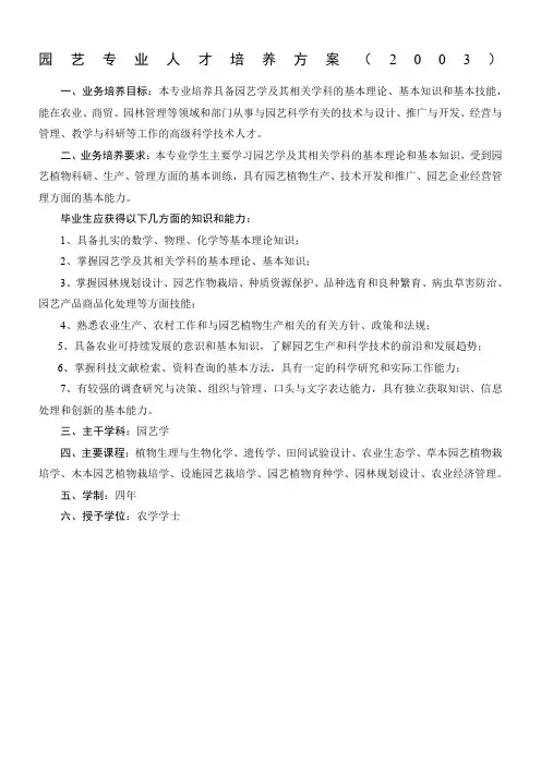 园艺专业教学计划 - 扬州大学