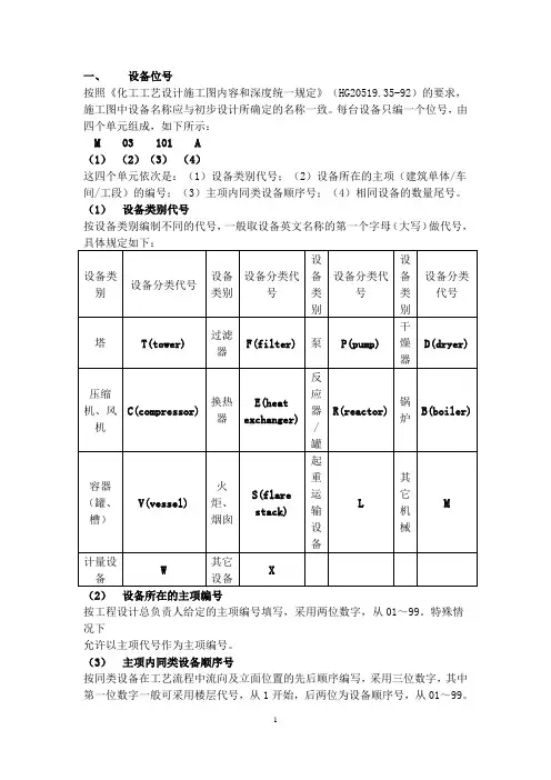 化工设备管道位号编号