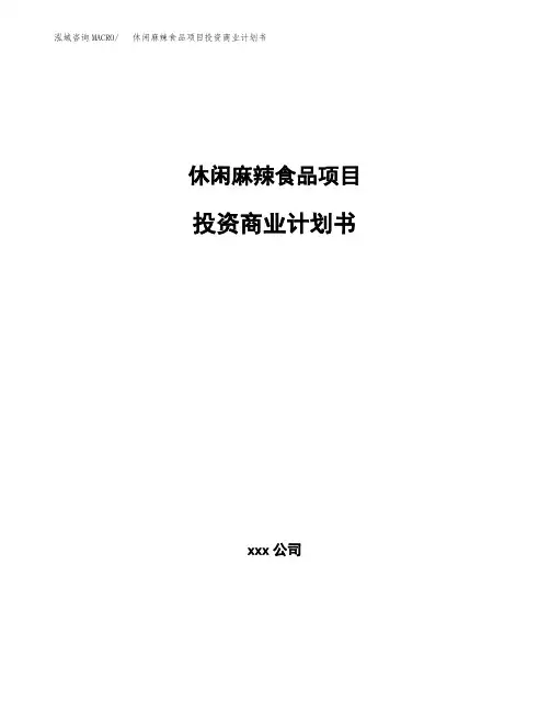 休闲麻辣食品项目投资商业计划书范本(投资融资分析)