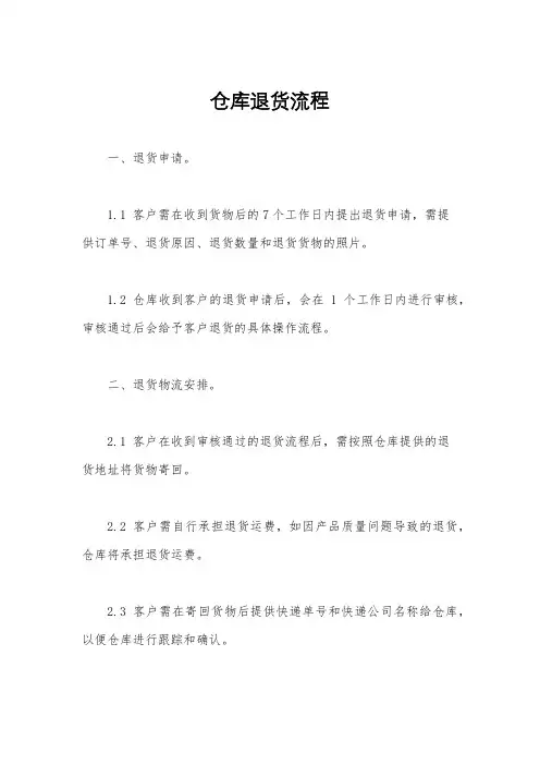 仓库退货流程