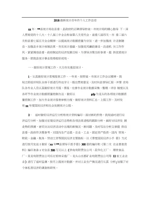 2018最新统计员年终个人工作总结