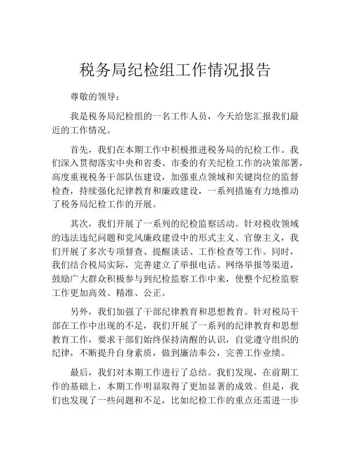 税务局纪检组工作情况报告