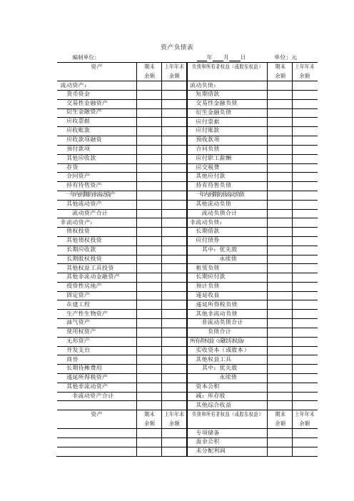 2019年版资产负债表