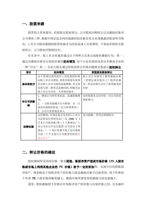 股权激励方案对比及实施