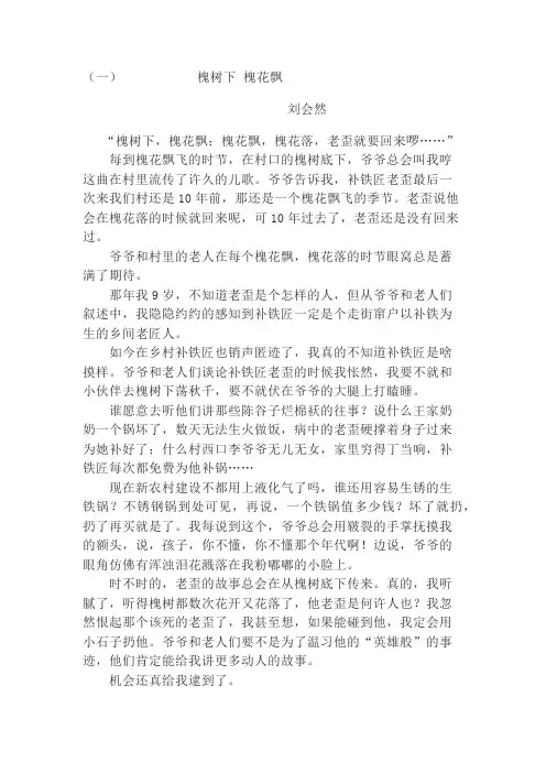 中考记叙文阅读专题练习