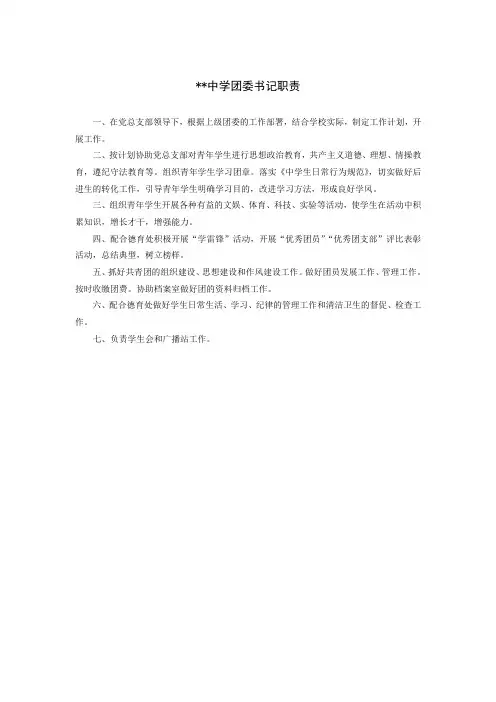 中学团委书记职责