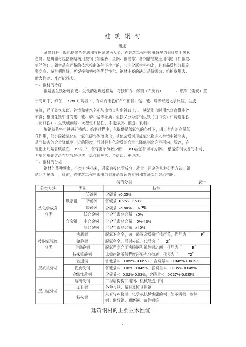 建筑钢材的主要技术性能