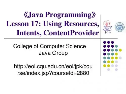 Chapter 17 Using Resources, Intents and ContentProvider
