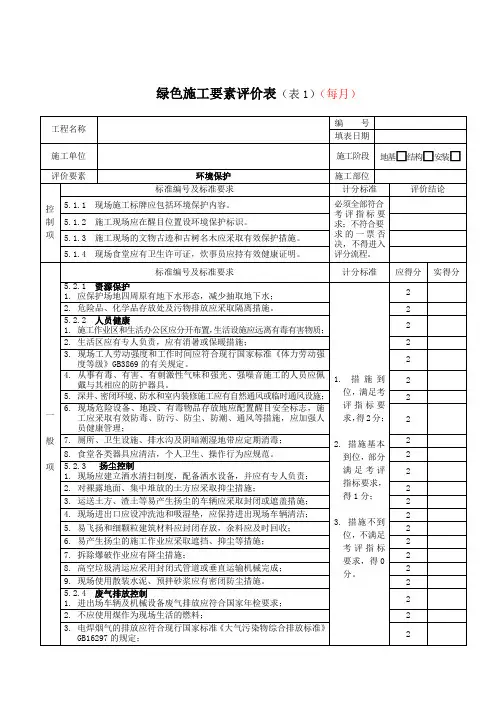 绿色施工新评价表