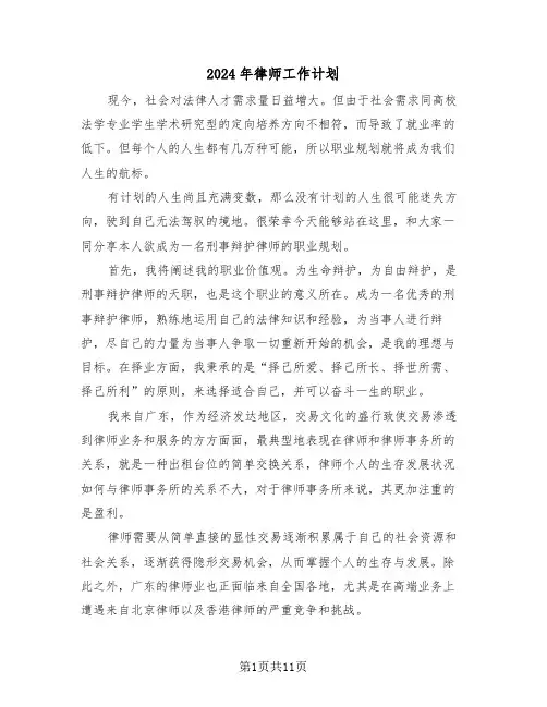2024年律师工作计划(5篇)