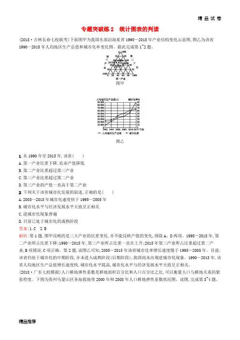2019版高考地理二轮复习 专题一 地理图表和地球运动 第2讲 统计图表的判读 专题突破练2练习 2