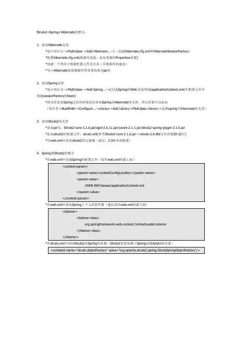 Struts2+Spring+Hibernate的整合