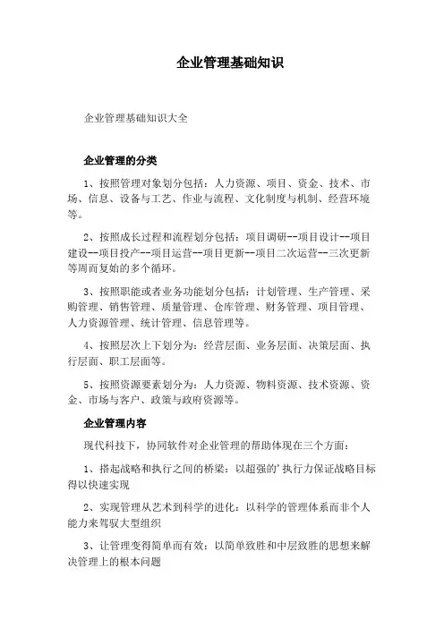 企业管理基础知识