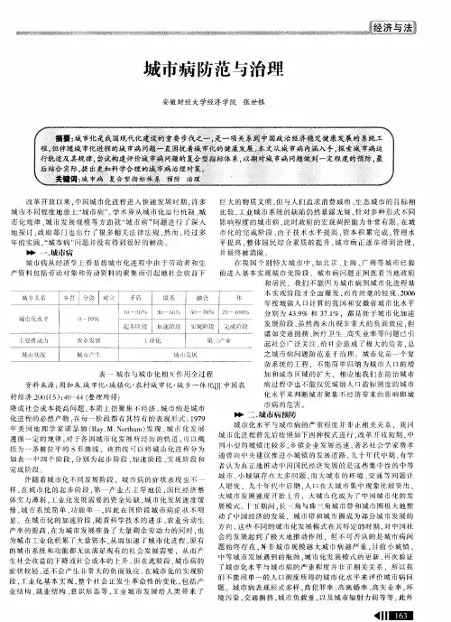 城市病防范与治理