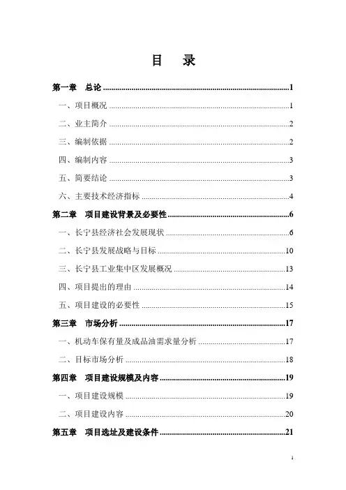 XX工业园区加油站建设项目可行性研究报告