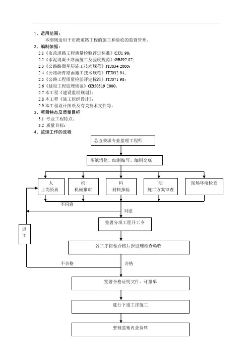 市政道路工程监理实施细则
