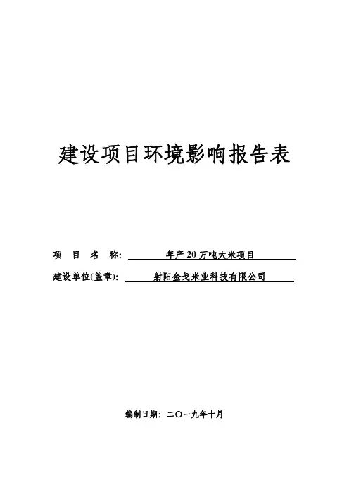 射阳米业公司年产20万吨大米项目环评报告表