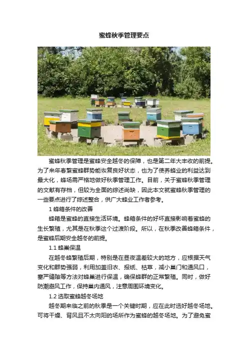 蜜蜂秋季管理要点