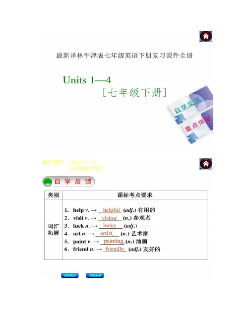 最新译林牛津版七年级英语下册复习课件全册汇总