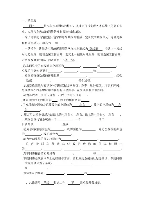 车载网络复习题
