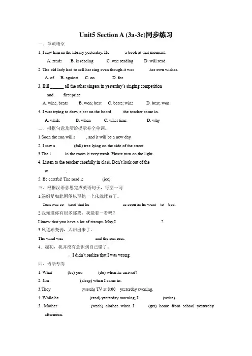 人教新目标(Go for it)版八年级下英语Unit 5 Section A (3a-3c)同步练习及参考答案.doc