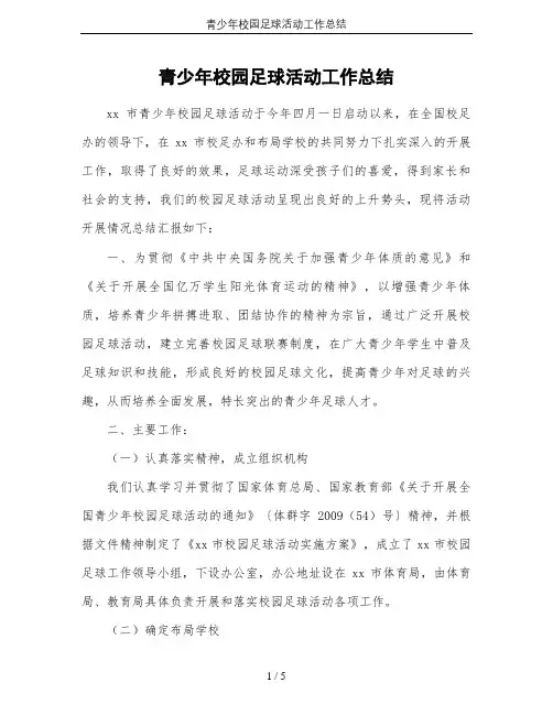 青少年校园足球活动工作总结