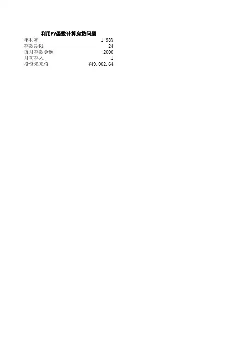 利用FV函数计算投资问题