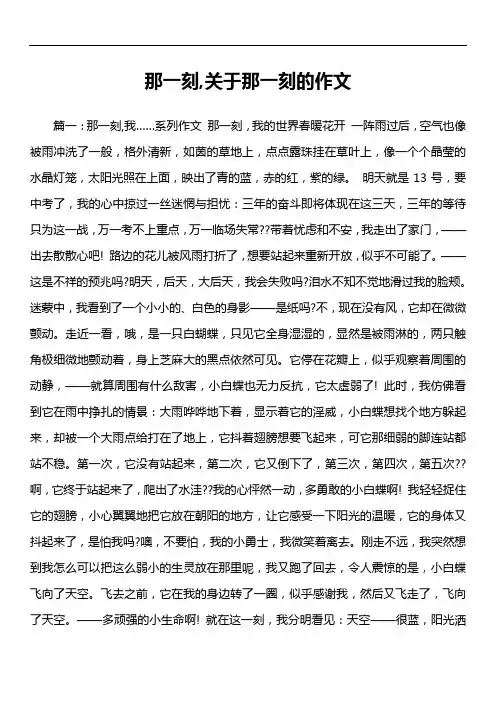 那一刻,关于那一刻的作文