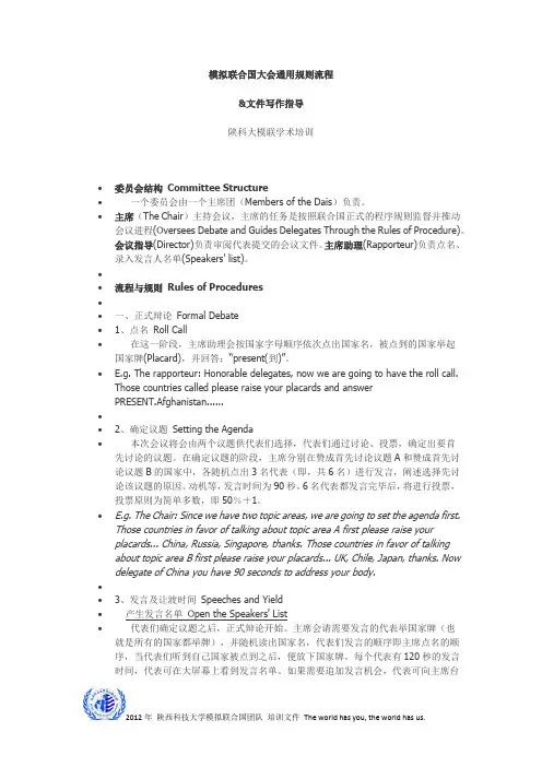 模拟联合国大会通用规则流程