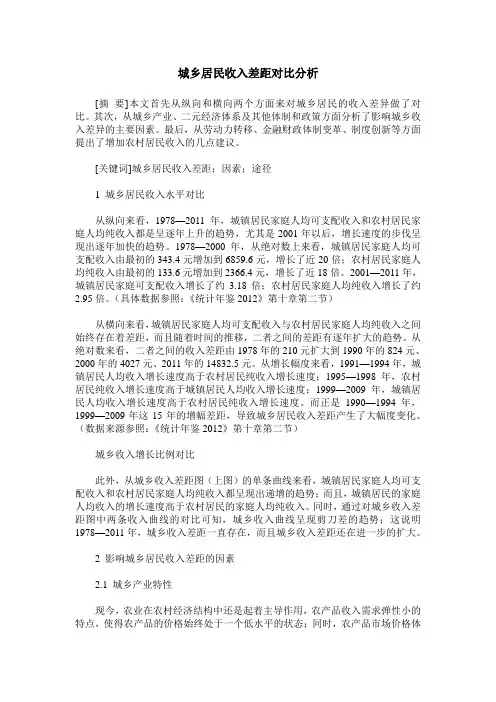城乡居民收入差距对比分析