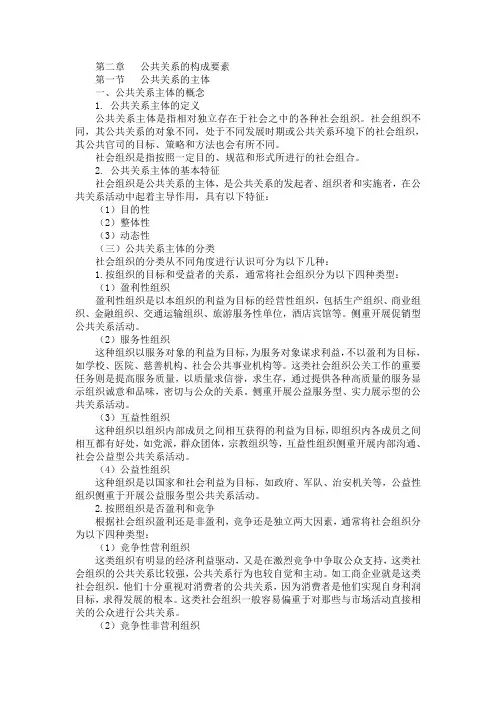 公共关系学讲稿  第二章 公共关系的构成要素