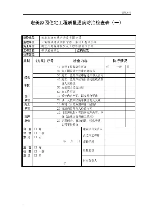 专项治理检查表