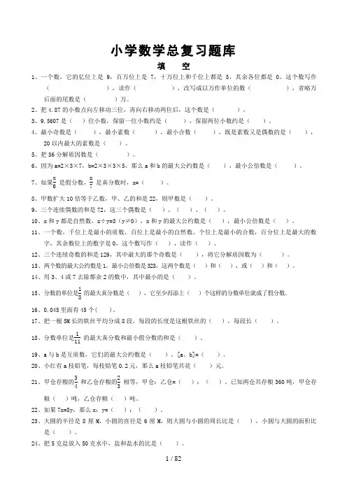 人教版小学数学总复习题库