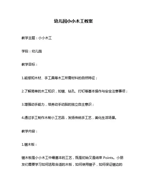 幼儿园小小木工教案