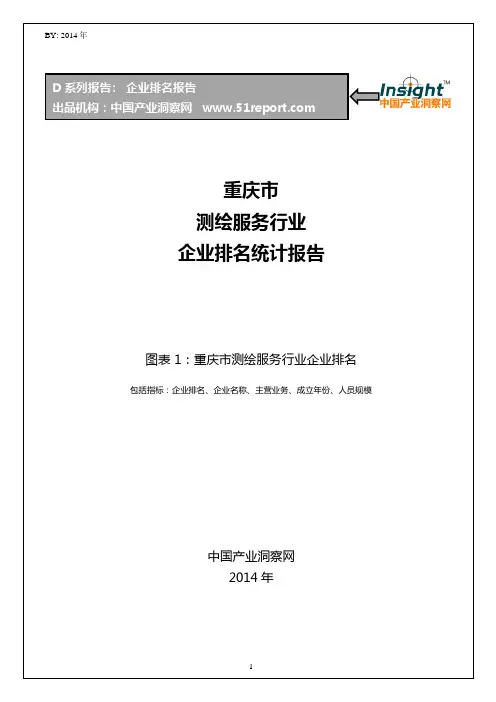重庆市测绘服务行业企业排名统计报告