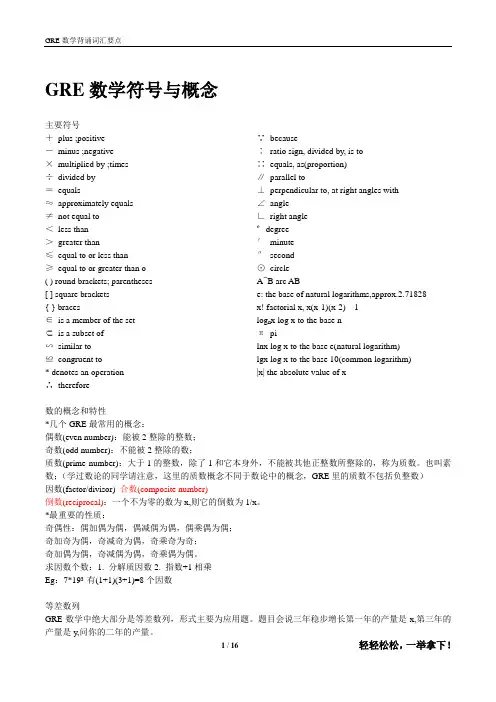 GRE必备数学词汇及知识要点整理