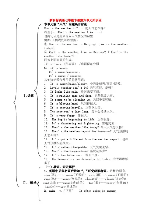 英语七年级下册第六单元知识点