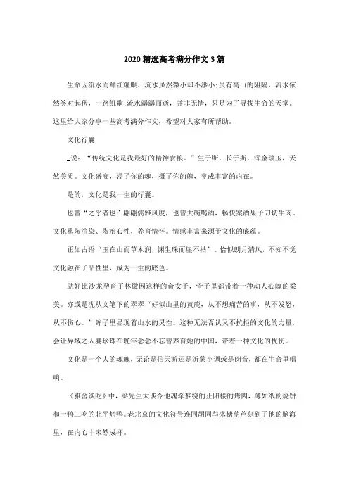 2020精选高考满分作文3篇