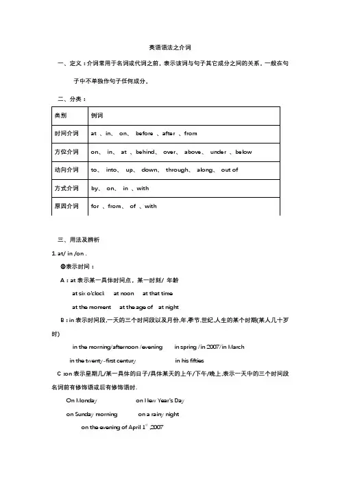 英语语法之介词