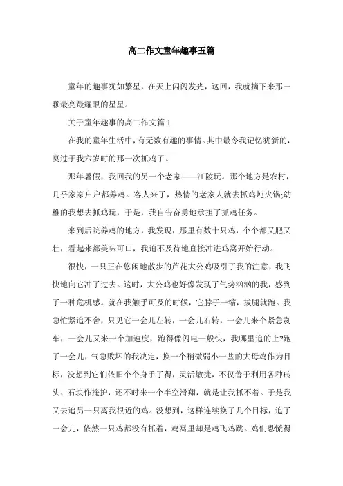 高二作文童年趣事五篇
