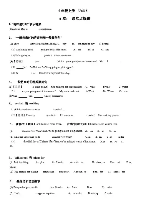 译林英语6A U8考点精练