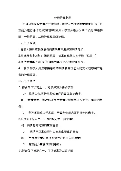 最新版护理分级