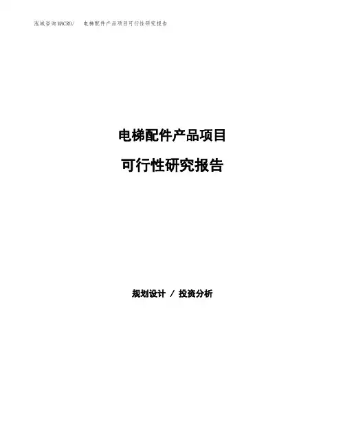 电梯配件产品项目可行性研究报告发改委立项模板