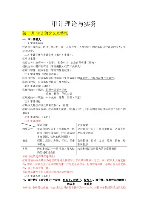审计理论与实务复习资料