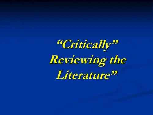 Critically Reviewing Literature