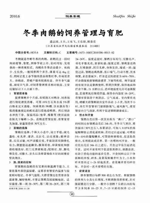 冬季肉鹅的饲养管理与育肥