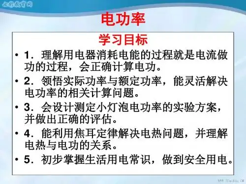 2014中考物理综合复习学案课件-电功率