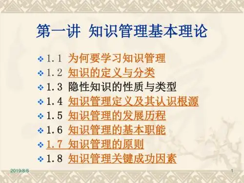第一讲-知识管理基本理论