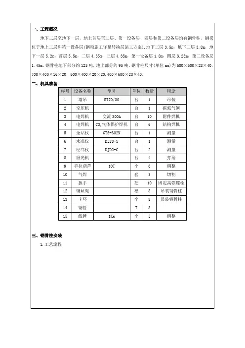 劲性混凝土施工技术交底