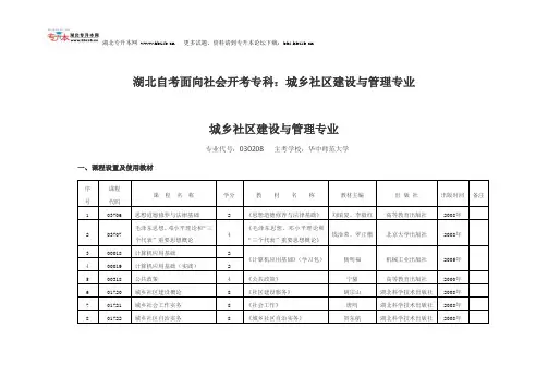 湖北自考面向社会开考专科：城乡社区建设与管理专业